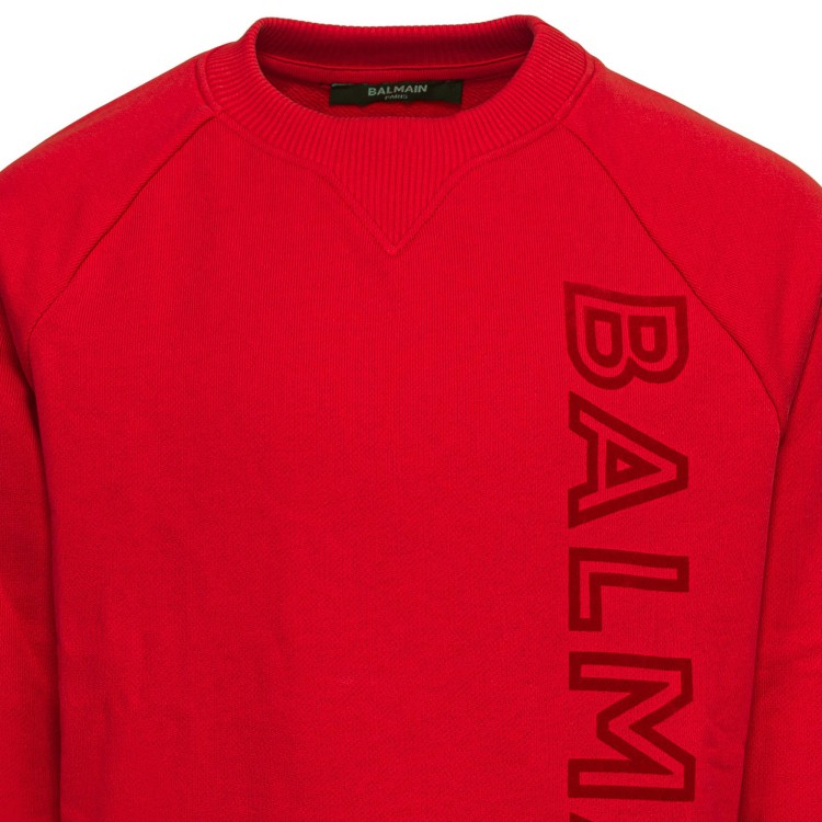 BALMAIN Felpa girocollo rossa con logo per banbino