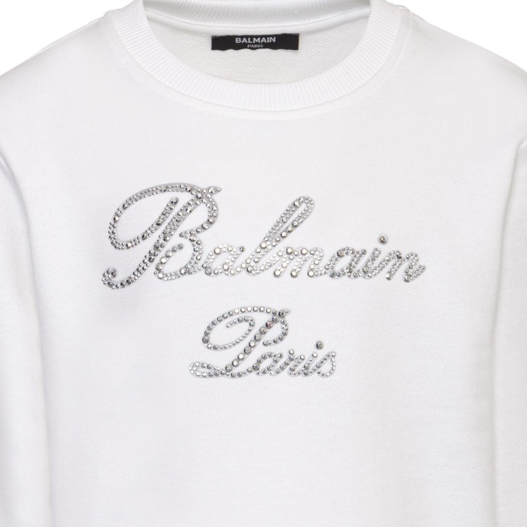 BALMAIN Felpa paricollo bianca con logo per bambina