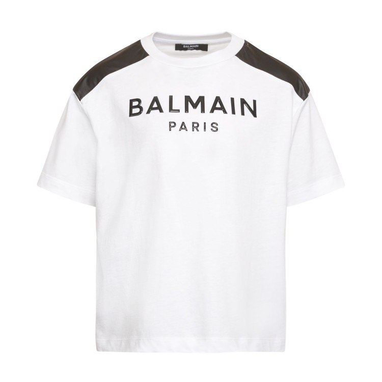 BALMAIN T-shirt bianca e nera con logo per bambino