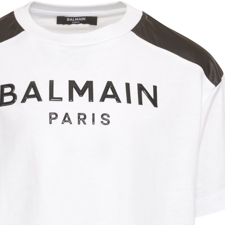 BALMAIN T-shirt bianca e nera con logo per bambino