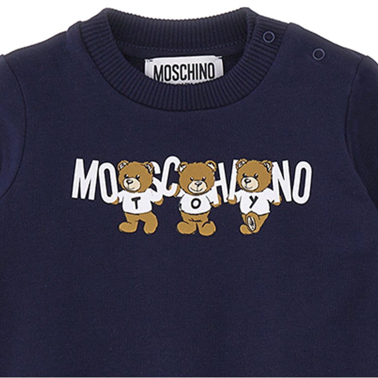 MOSCHINO Felpa girocollo blu con stampa per neonato