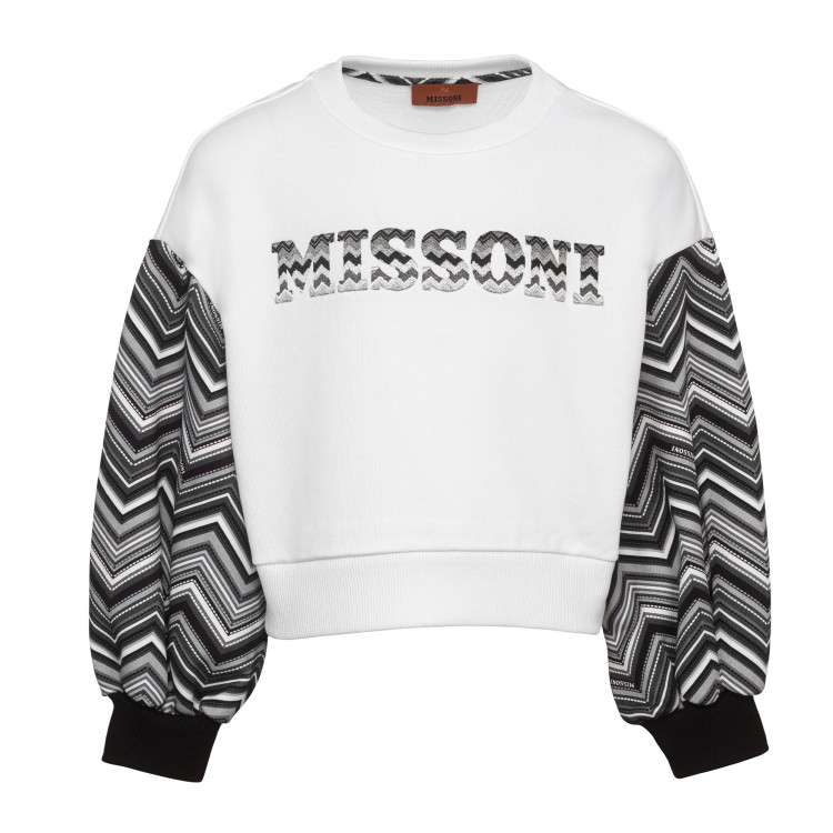 MISSONI Felpa bianca  con logo per bambina