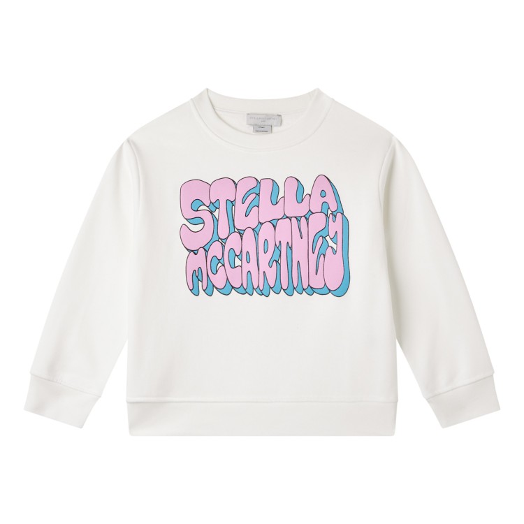 STELLA McCARTNEY Felpa bianca girocollo con stampa per bambina