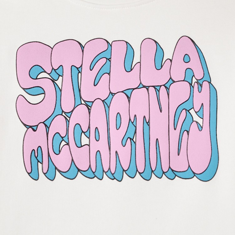 STELLA McCARTNEY Felpa bianca girocollo con stampa per bambina