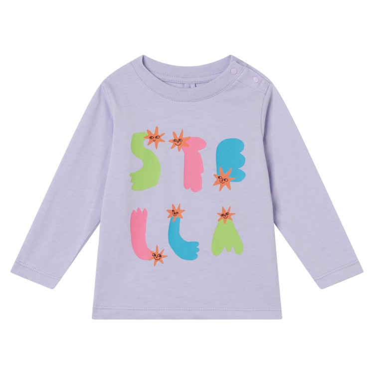 STELLA McCARTNEY T-shirt viola con stampa grafica per neonata