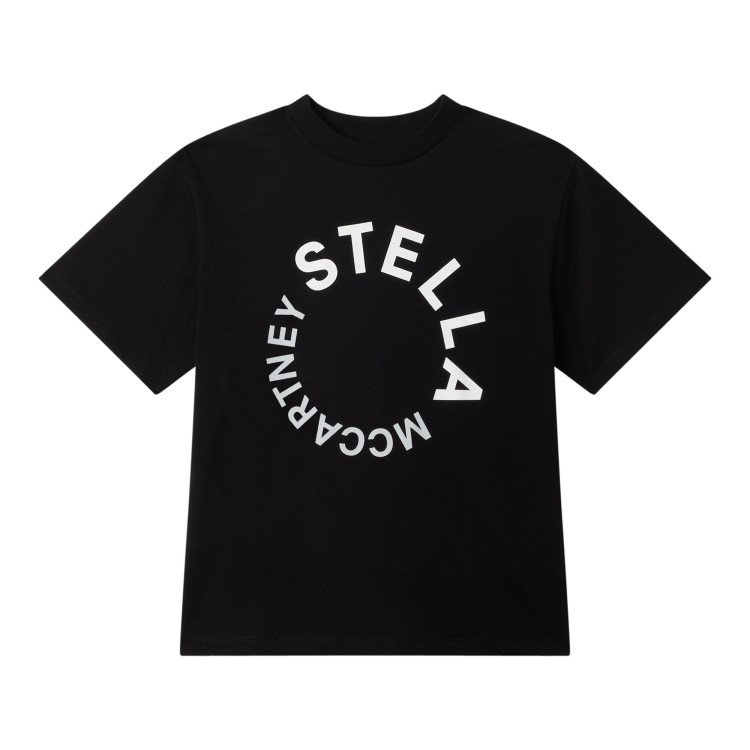 STELLA McCARTNEY T-shirt nera con stampa logo bambini