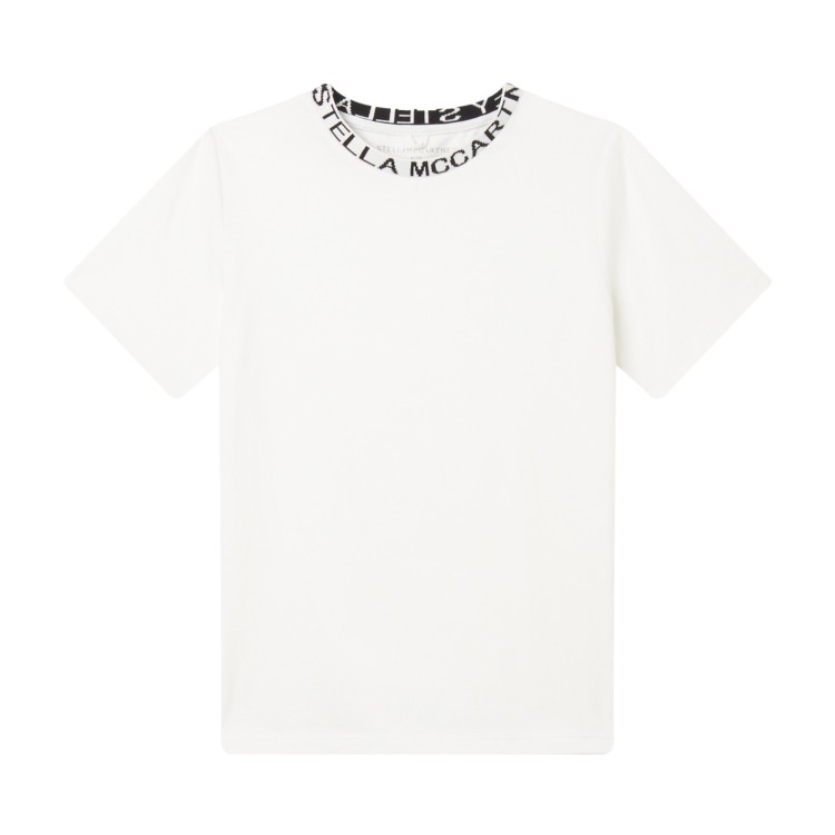 STELLA McCARTNEY T-shirt bianca con stampa logo sul collo bambini