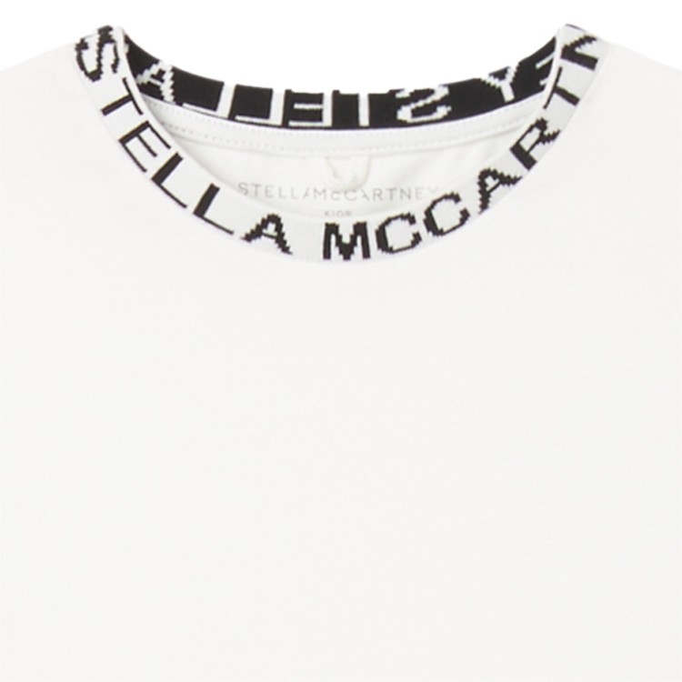 STELLA McCARTNEY T-shirt bianca con stampa logo sul collo bambini