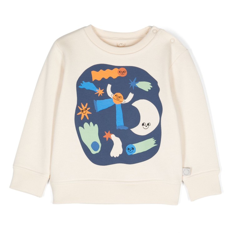 STELLA McCARTNEY Felpa beige con stampa grafica per neonati