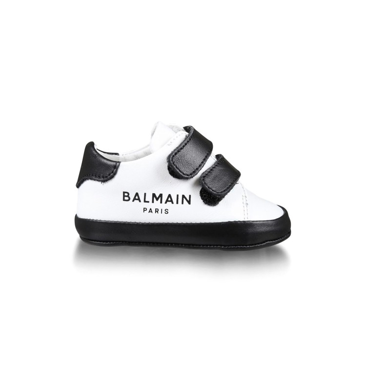 BALMAIN Sneakers in pelle bianco nero per neonato