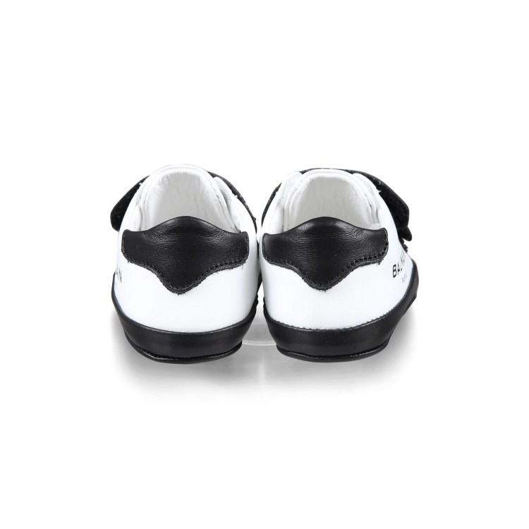 BALMAIN Sneakers in pelle bianco nero per neonato