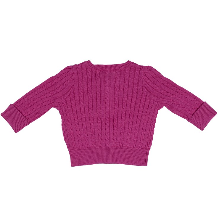 RALPH LAUREN Cardigan in cotone a trecce fuxia neonata