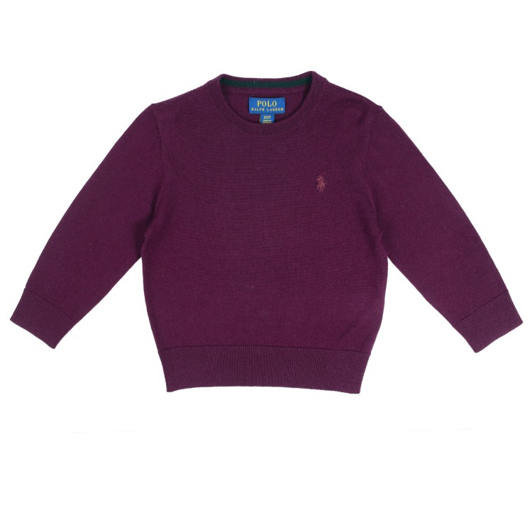 RALPH LAUREN Maglioncino girocollo  in lana bordeaux bambino