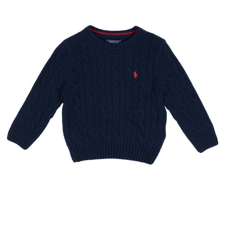 RALPH LAUREN Maglione treccie blu bambino