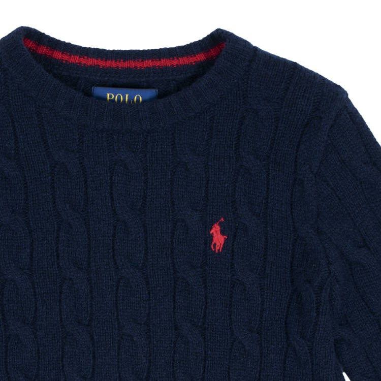 RALPH LAUREN Maglione treccie blu bambino