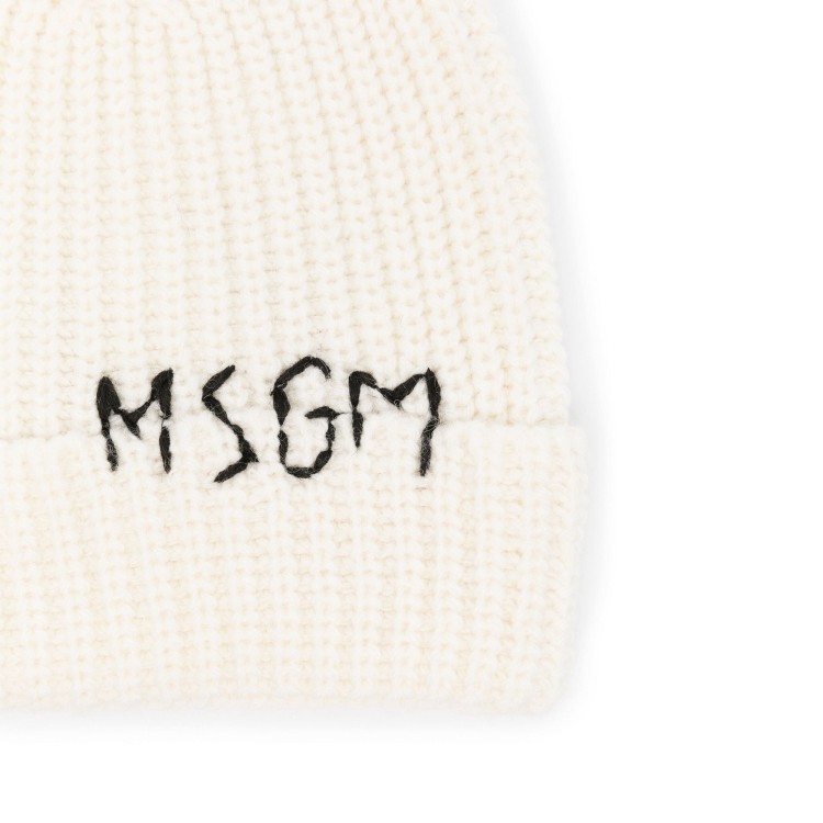 MSGM Berretto crema a coste bambini