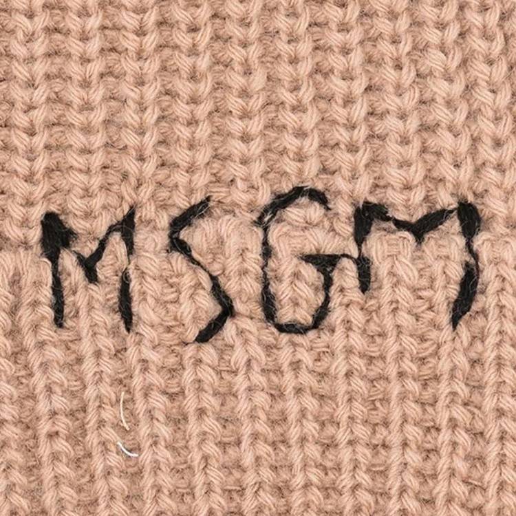 MSGM Berretto beige a coste bambini