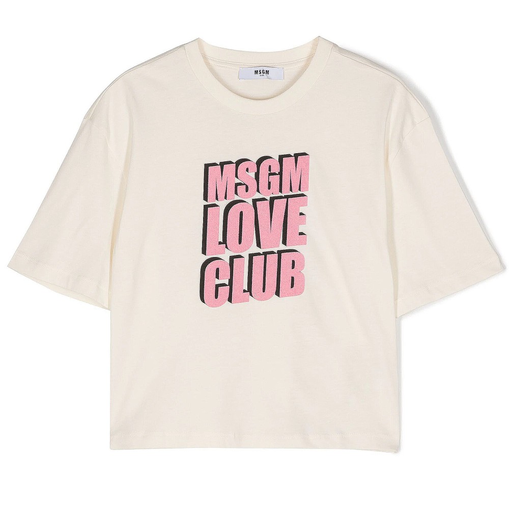 MSGM T-shirt crema con logo...