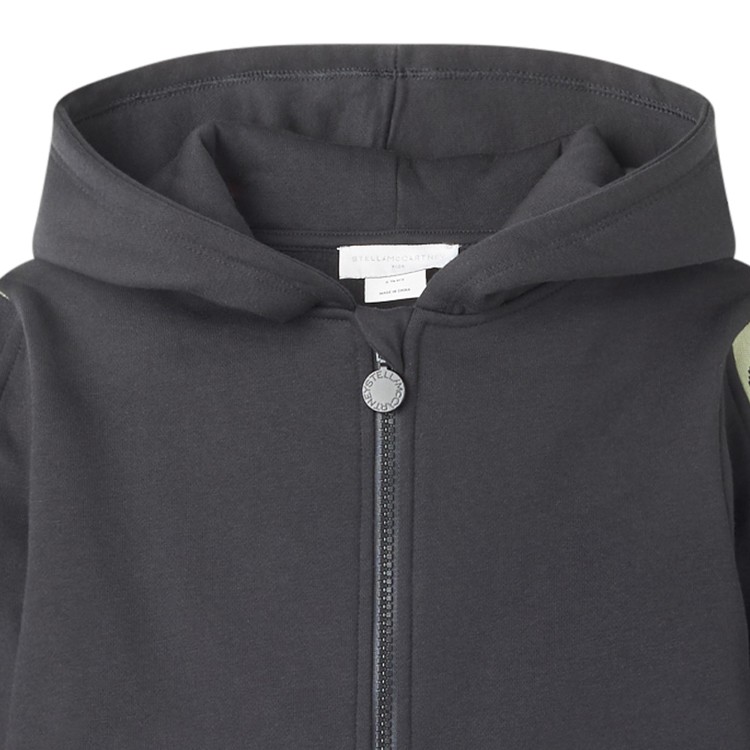 STELLA McCARTNEY Felpa nera con cappuccio full zip con stampa bambini