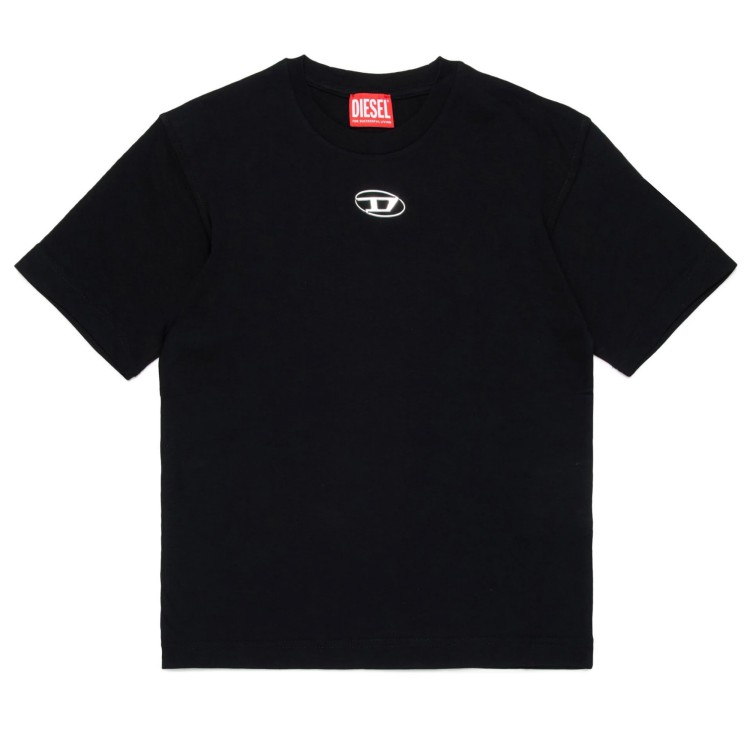 DIESEL T-shirt nera Oval D bambini