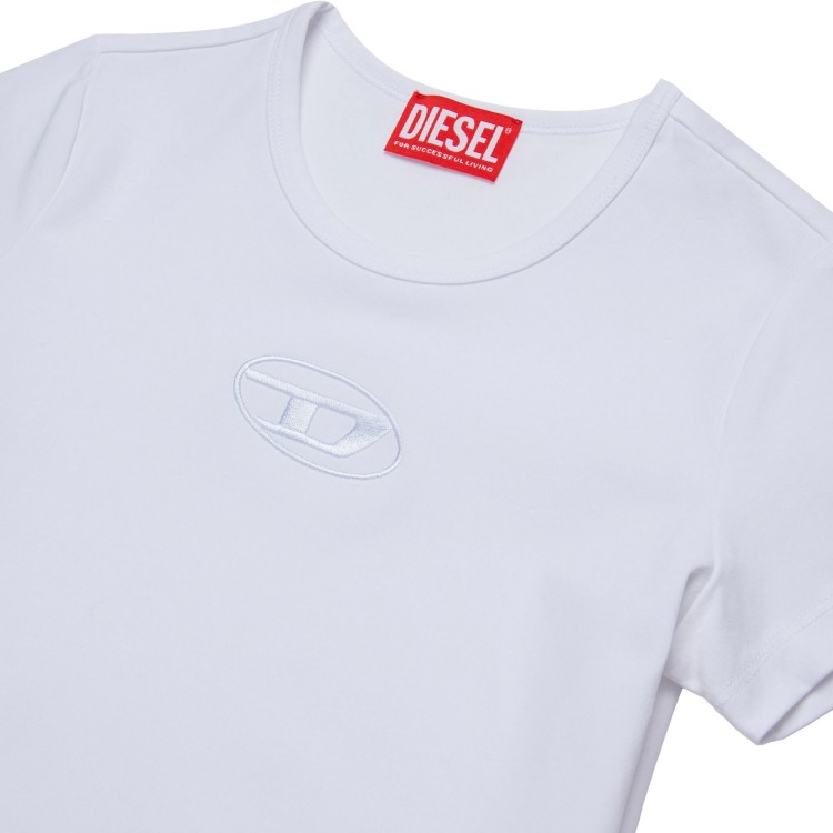 DIESEL T-shirt bianca con ricamo bambina