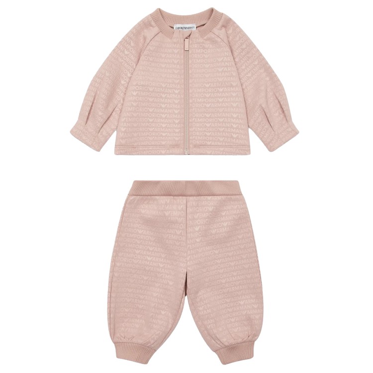 EMPORIO ARMANI Tuta rosa con felpa a zip e pantaloni neonata