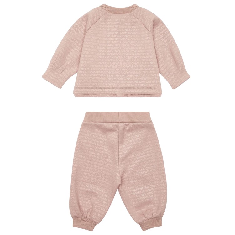 EMPORIO ARMANI Tuta rosa con felpa a zip e pantaloni neonata