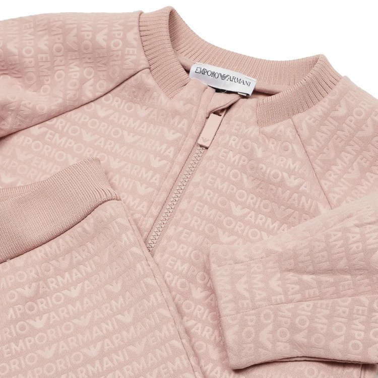 EMPORIO ARMANI Tuta rosa con felpa a zip e pantaloni neonata