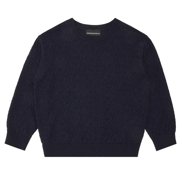 EMPORIO ARMANI Maglione blu navy a girocollo bambino