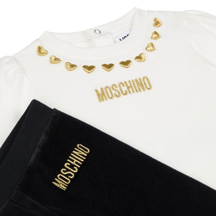 MOSCHINO Completo bianco e nero con stampa neonata