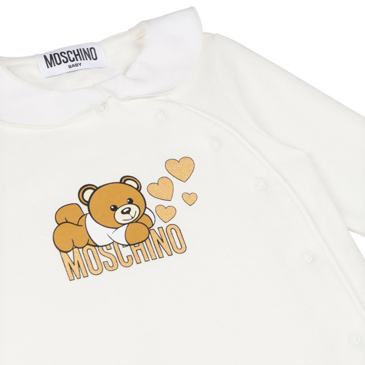 MOSCHINO Tutina bianca con stampa neonata