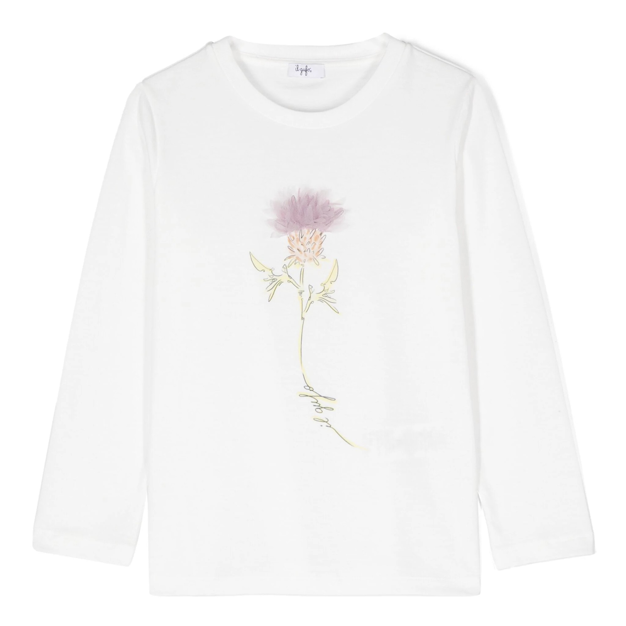 IL GUFO T-shirt bianca a fiori bambina