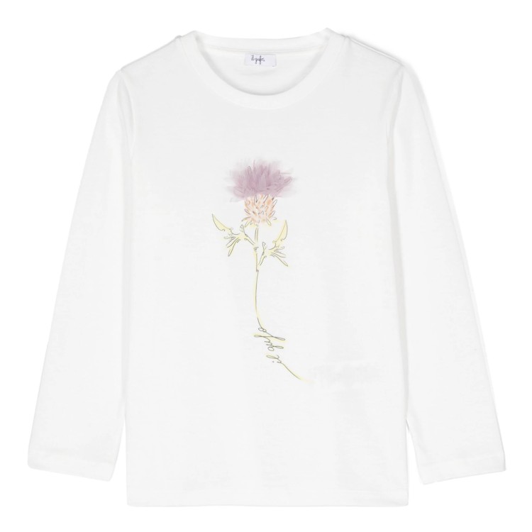 IL GUFO T-shirt bianca a fiori bambina