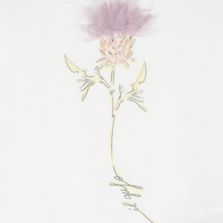IL GUFO T-shirt bianca a fiori bambina