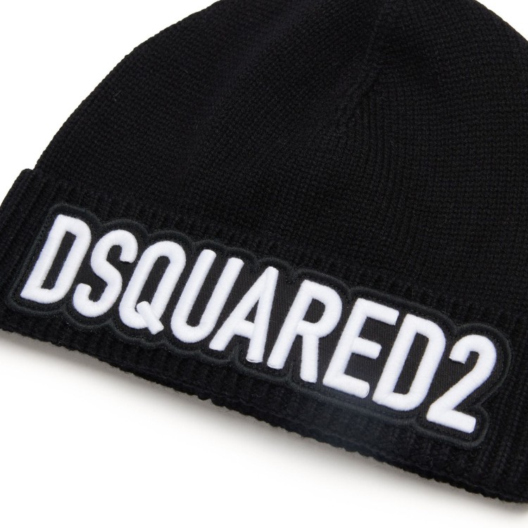 DSQUARED Berretto nero con ricamo bambino