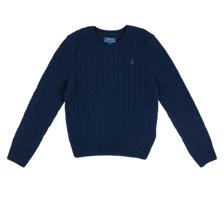 RALPH LAUREN Maglia  treccia blu bambino