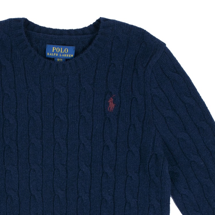 RALPH LAUREN Maglia  treccia blu bambino