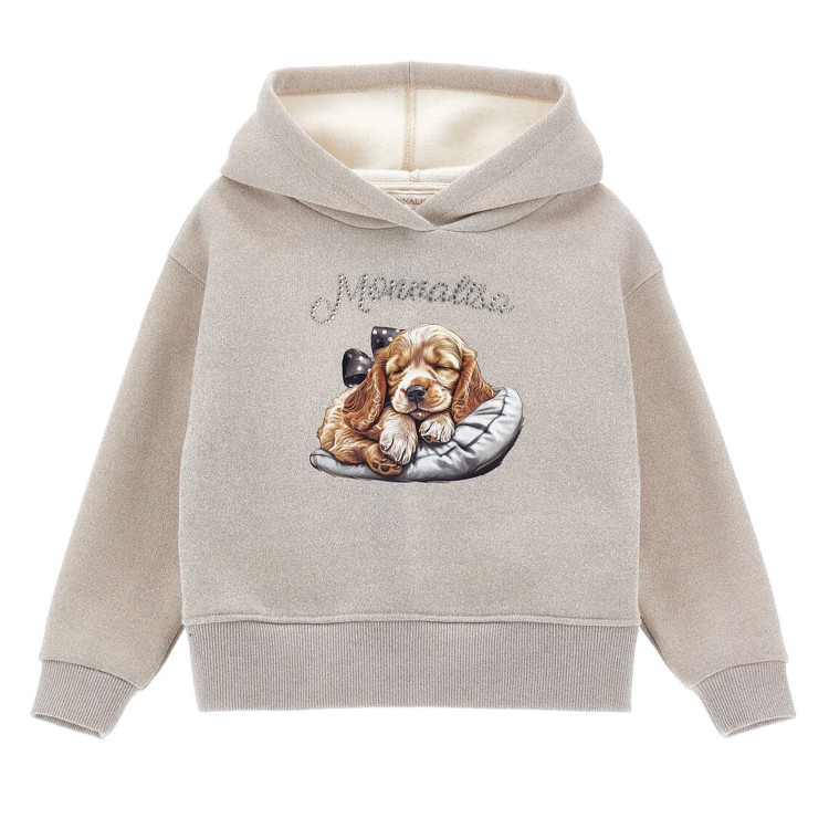 MONNALISA Felpa beige con cappuccio per bambina