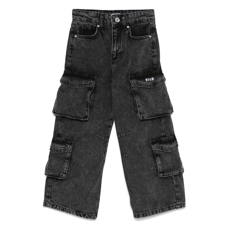 MSGM Pantalone Jeans cargo nero per bambina