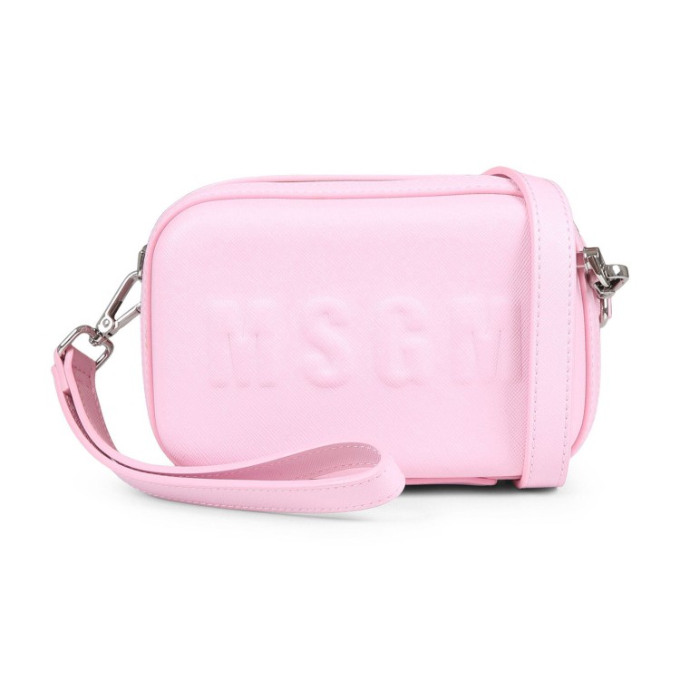 MSGM Borsa rosa a spalla con logo goffrato bambina