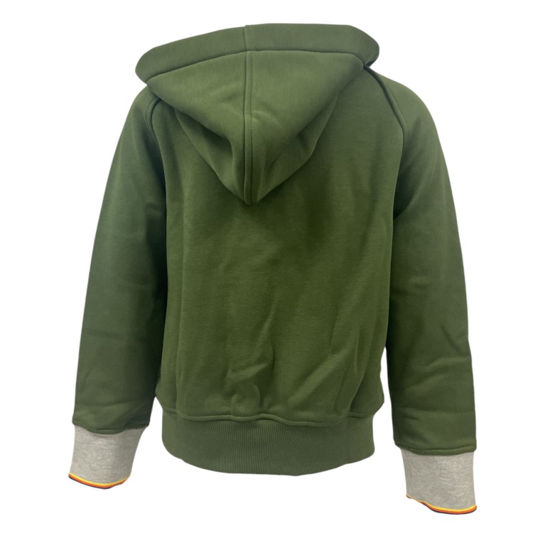 K-WAY Felpa verde full zip con cappuccio bambino