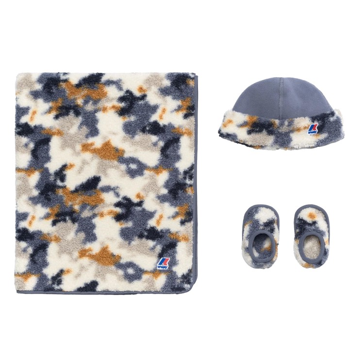 K-WAY Set camouflage copertina, cappellino e scarpine neonato