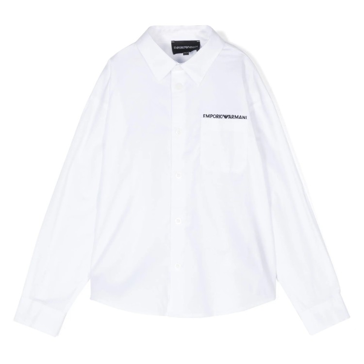 EMPORIO ARMANI Camicia ricamo logo bianca bambino