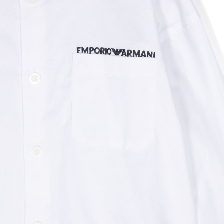 EMPORIO ARMANI Camicia ricamo logo bianca bambino