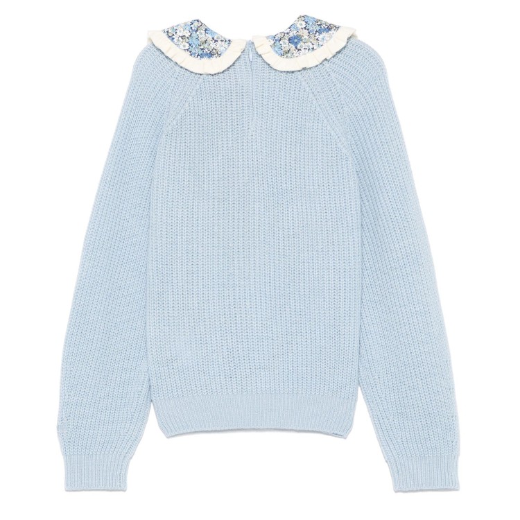 SAINT BARTH MAGLIONE CELESTE-BIANCO BAMBINA