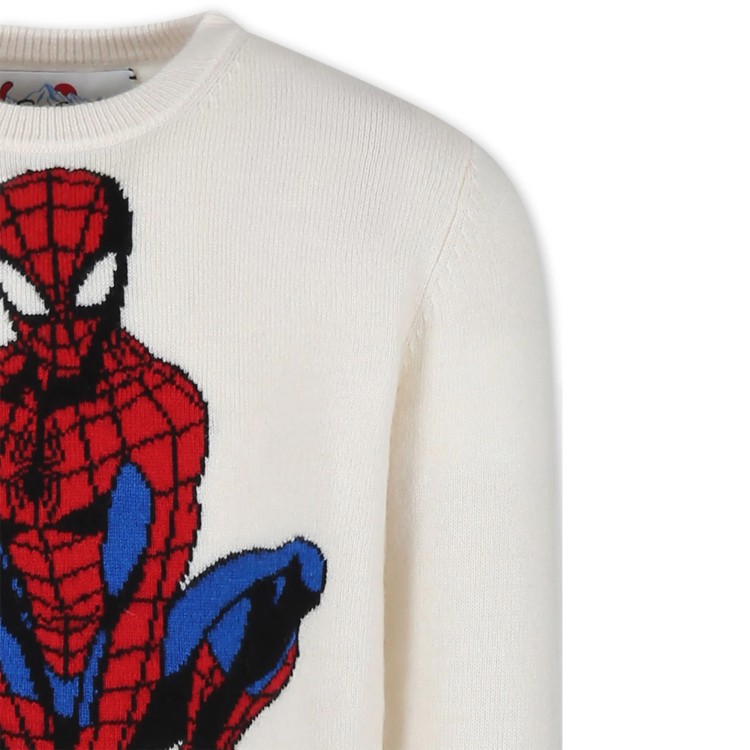 SAINT BARTH Maglione avorio con spiderman bambini