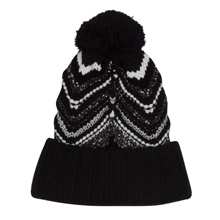 MISSONI Cappello in lana bianco nero zig zag per bambina