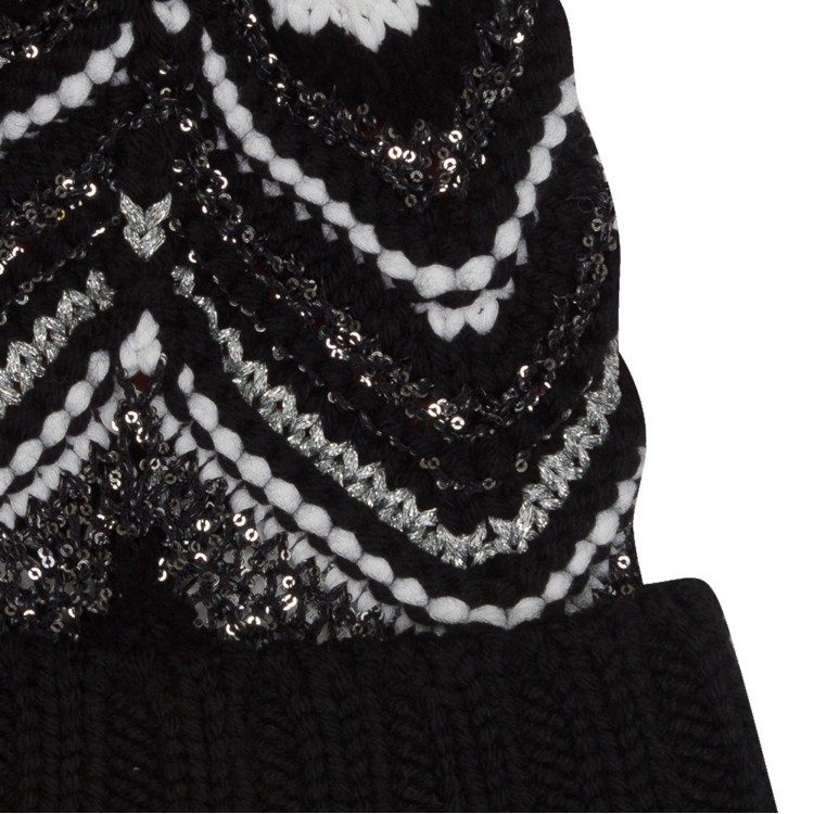 MISSONI Cappello in lana bianco nero zig zag per bambina