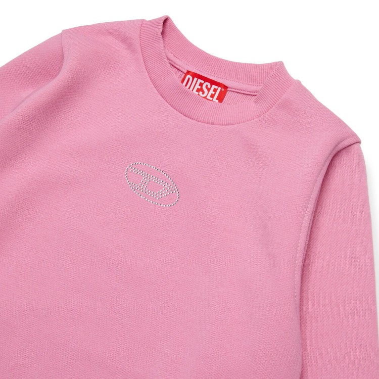 DIESEL Felpa rosa in cotone logo oval D con strass