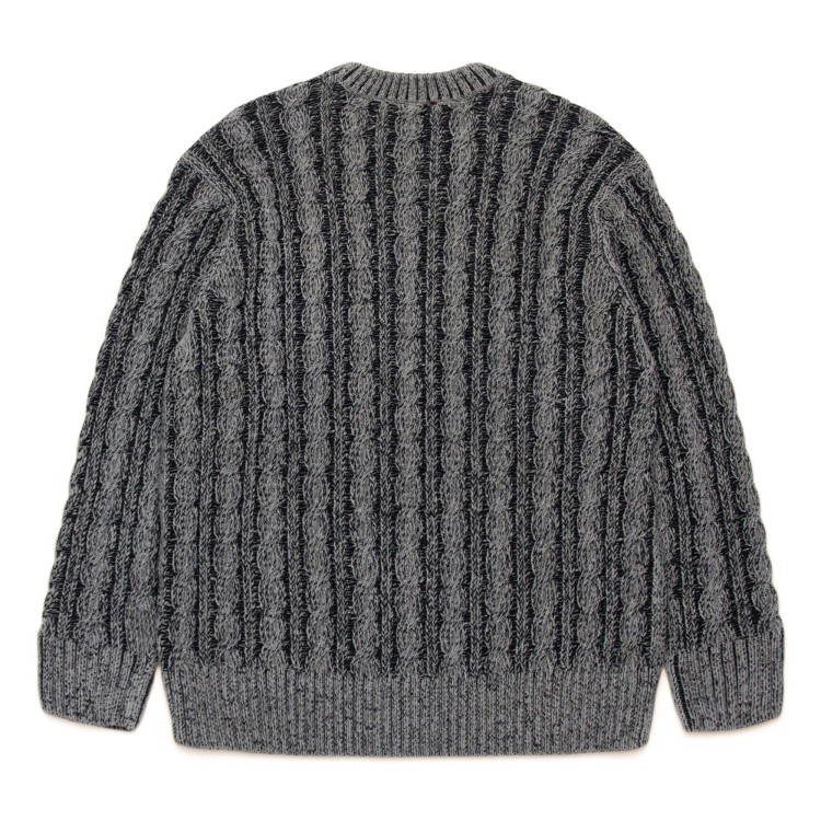 DIESEL Pullover in misto ciniglia grigio con trecce e coste bambina